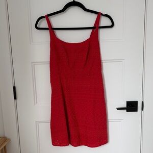 Red Eyelet Mini Dress